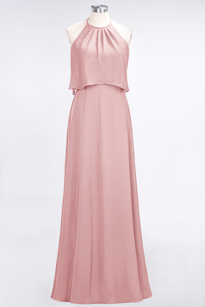 A-line Sleeveless Chiffon Floor-Length Dress Burgundy-koscy