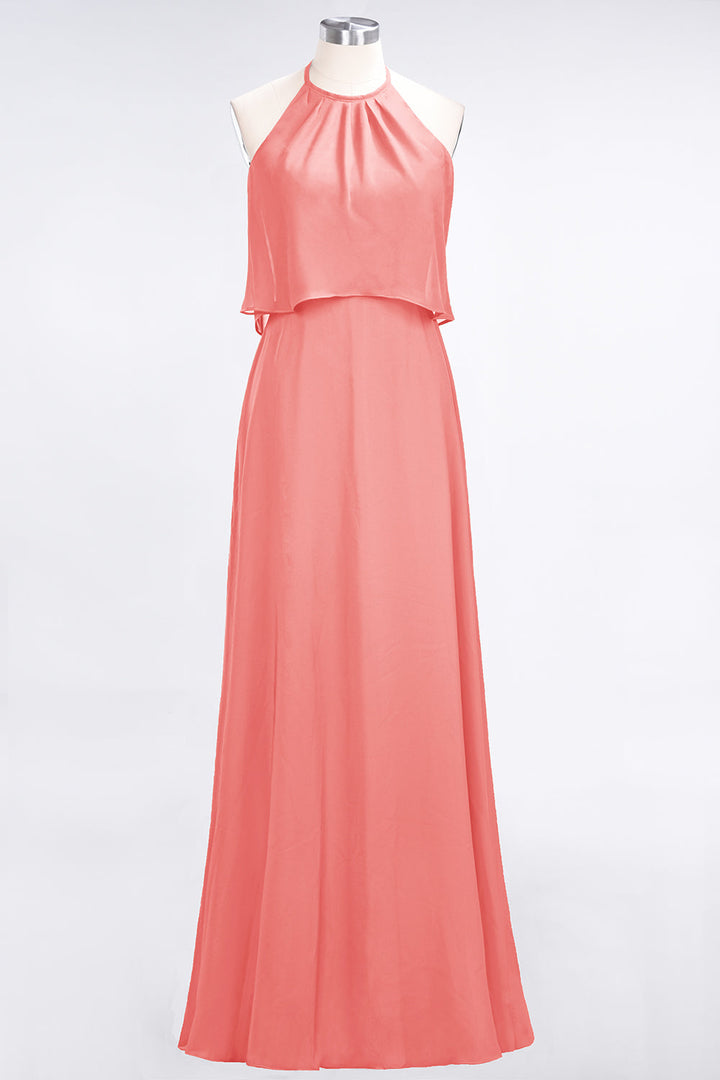 A-line Sleeveless Chiffon Floor-Length Dress Burgundy-koscy