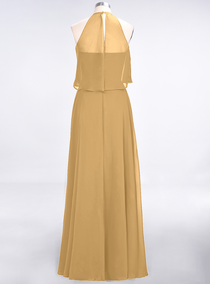 A-line Sleeveless Chiffon Floor-Length Dress Burgundy-koscy