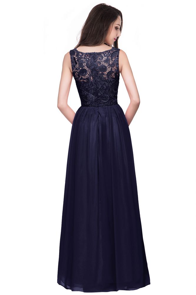 MISSHOW offers A-line Sleeveless Crew Floor-length Lace Top Chiffon Prom Dresses at a cheap price from Watermelon,Red,Burgundy,Regency,Lilac,Dark Navy,Black,Silver,Mint Green, 30D Chiffon,Lace to A-line Floor-length hem. Stunning yet affordable Sleeveless Prom Dresses,Evening Dresses.