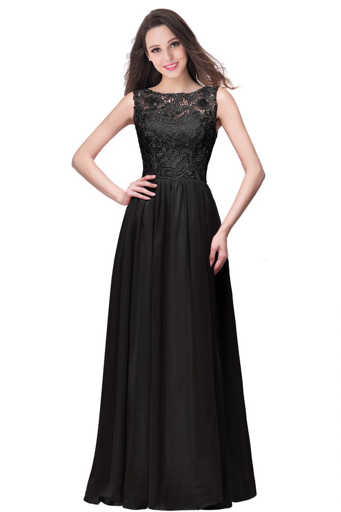 MISSHOW offers A-line Sleeveless Crew Floor-length Lace Top Chiffon Prom Dresses at a cheap price from Watermelon,Red,Burgundy,Regency,Lilac,Dark Navy,Black,Silver,Mint Green, 30D Chiffon,Lace to A-line Floor-length hem. Stunning yet affordable Sleeveless Prom Dresses,Evening Dresses.