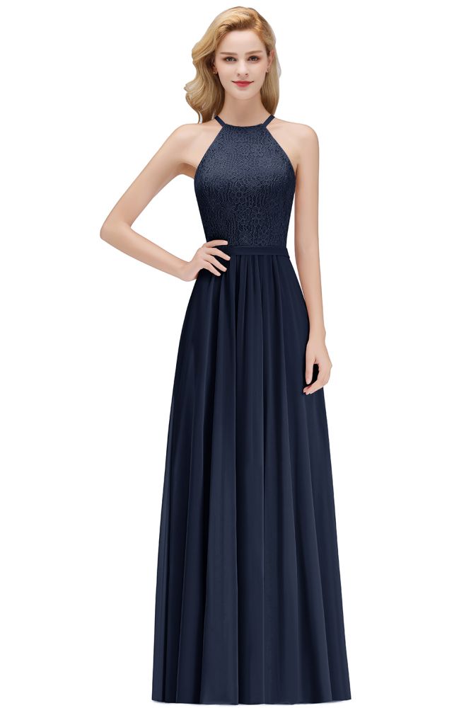 MISSHOW offers A-line Sleeveless Halter Long Lace Chiffon Bridesmaid Dress at a good price from Dusty Rose,Burgundy,Dark Navy,100D Chiffon to A-line Floor-length them. Stunning yet affordable Sleeveless Bridesmaid Dresses.