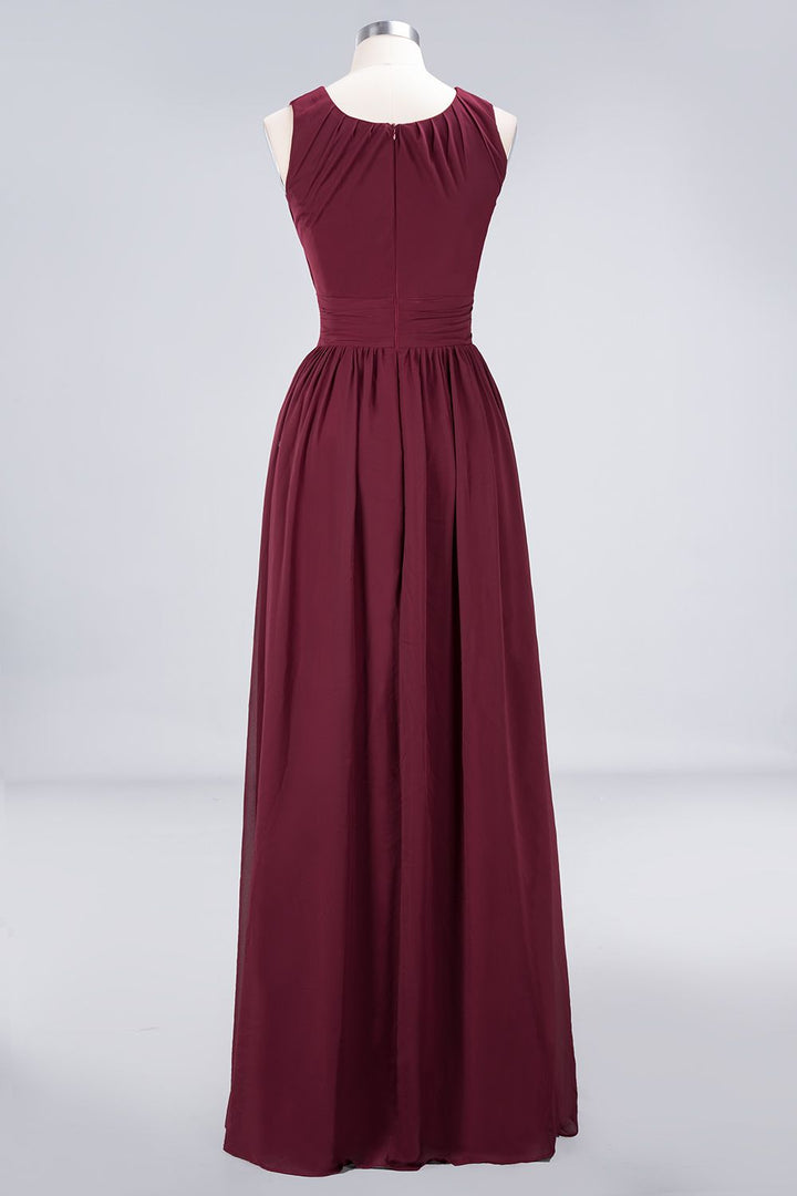 A-line Sleeveless Ruffles Chiffon Floor-Length Dress-koscy