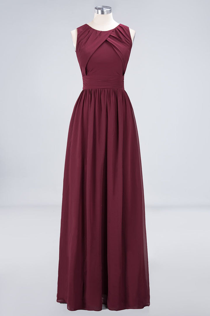 A-line Sleeveless Ruffles Chiffon Floor-Length Dress-koscy