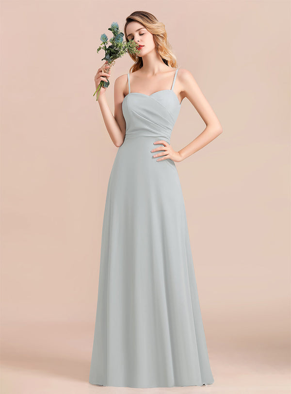 A-Line Spaghetti Straps Sleeveless Floor-Length Dress-koscy