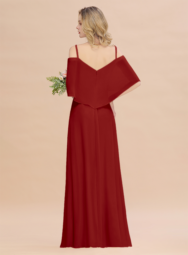 A-Line Spaghetti Straps Slit Floor-Length Dress-koscy