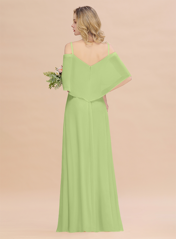 A-Line Spaghetti Straps Slit Floor-Length Dress-koscy