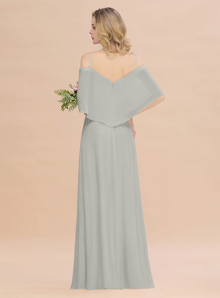 A-Line Spaghetti Straps Slit Floor-Length Dress-koscy