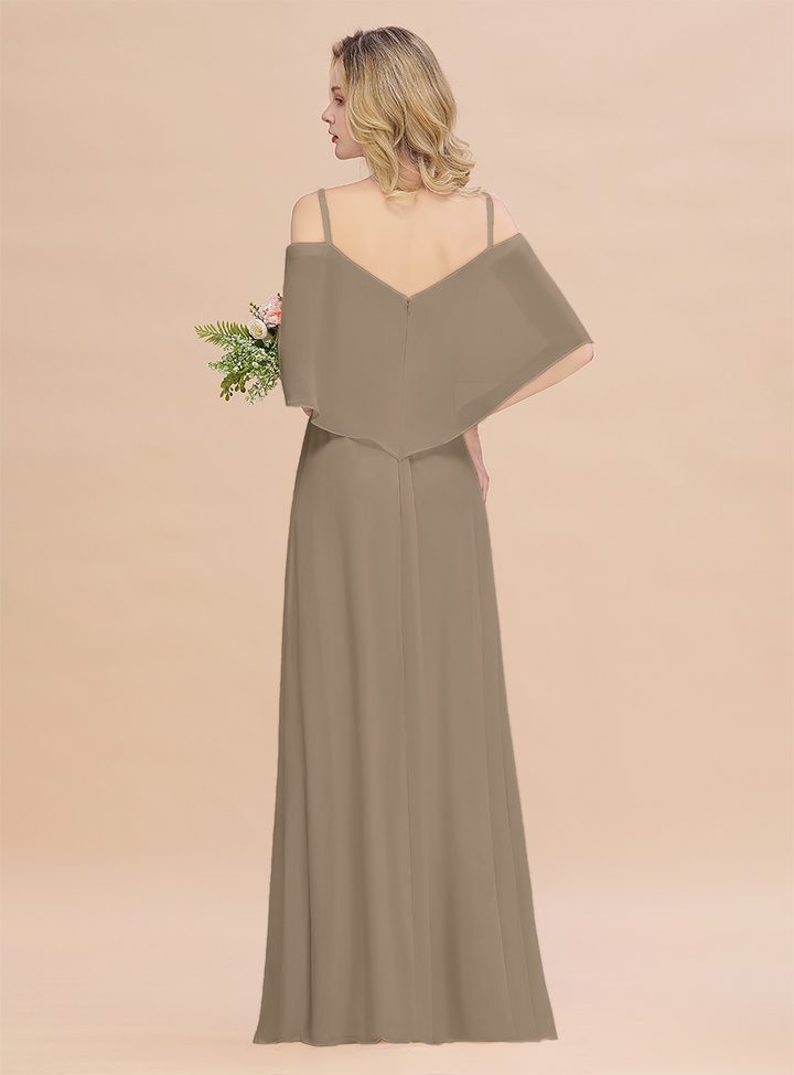 A-Line Spaghetti Straps Slit Floor-Length Dress-koscy