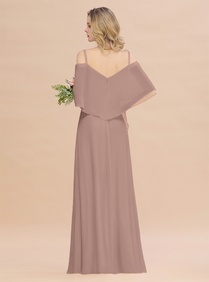 A-Line Spaghetti Straps Slit Floor-Length Dress-koscy