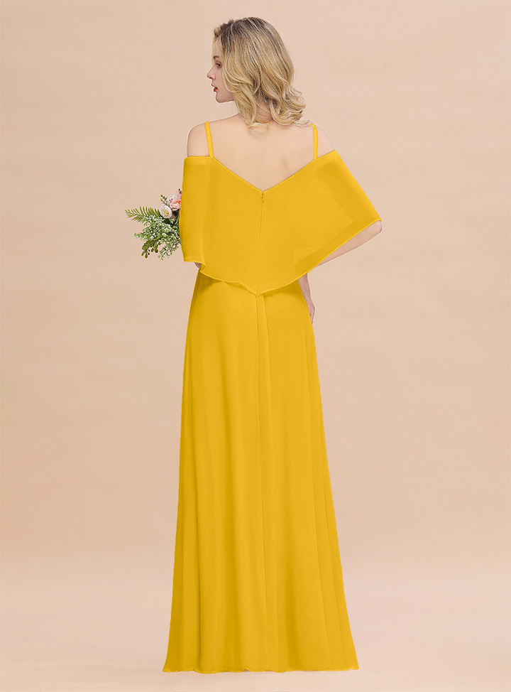 A-Line Spaghetti Straps Slit Floor-Length Dress-koscy