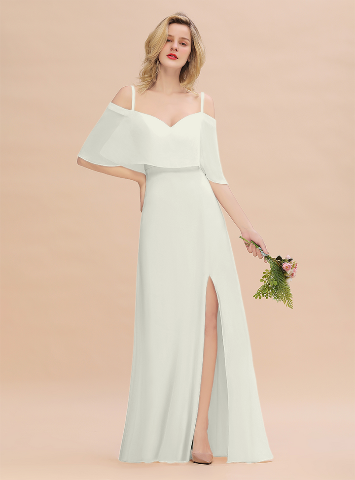 A-Line Spaghetti Straps Slit Floor-Length Dress-koscy