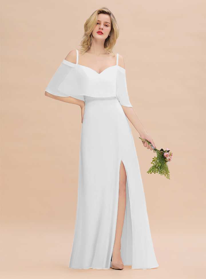 A-Line Spaghetti Straps Slit Floor-Length Dress-koscy