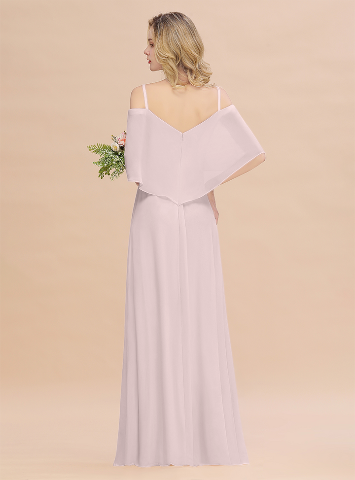 A-Line Spaghetti Straps Slit Floor-Length Dress-koscy