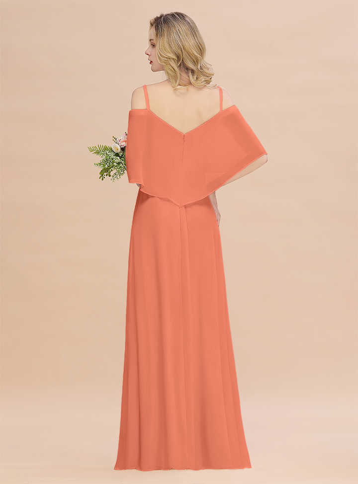 A-Line Spaghetti Straps Slit Floor-Length Dress-koscy