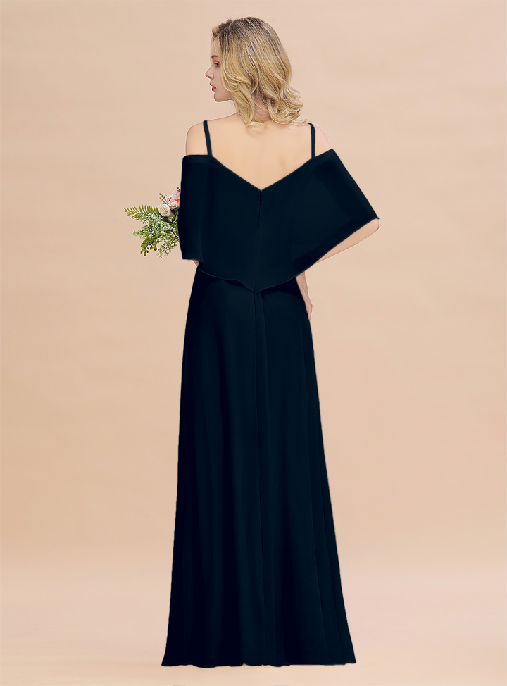 A-Line Spaghetti Straps Slit Floor-Length Dress-koscy