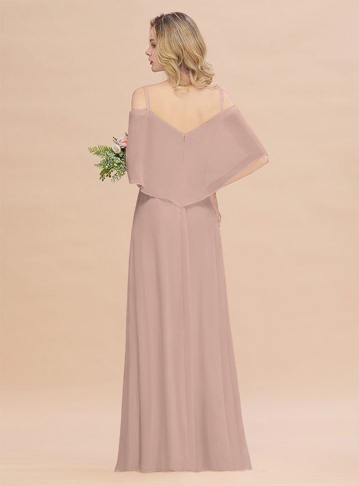 A-Line Spaghetti Straps Slit Floor-Length Dress-koscy