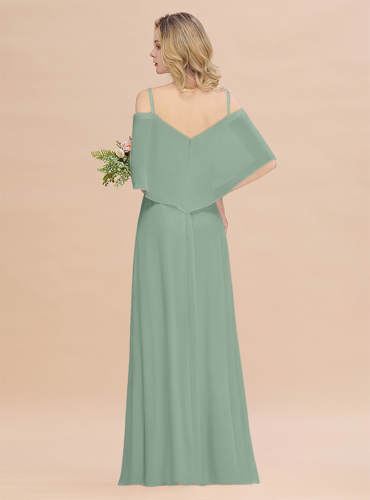 A-Line Spaghetti Straps Slit Floor-Length Dress-koscy