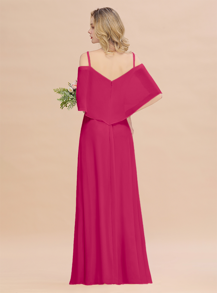 A-Line Spaghetti Straps Slit Floor-Length Dress-koscy