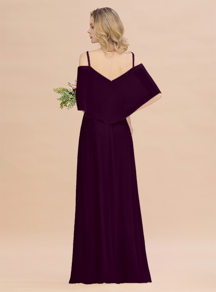 A-Line Spaghetti Straps Slit Floor-Length Dress-koscy