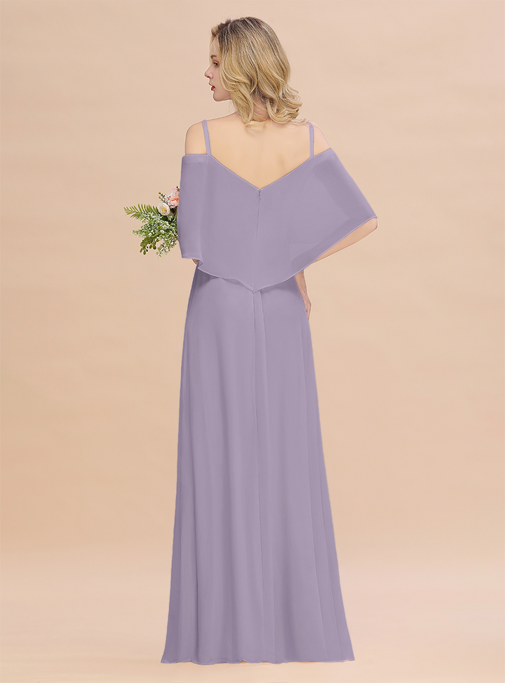 A-Line Spaghetti Straps Slit Floor-Length Dress-koscy