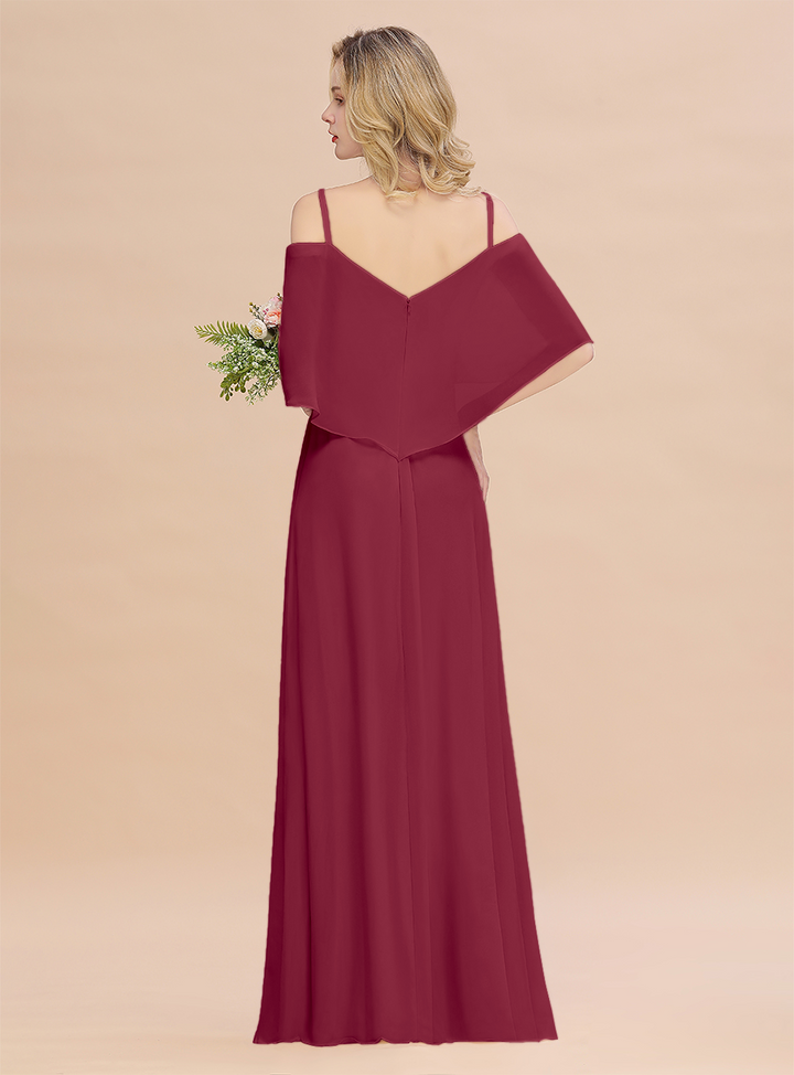 A-Line Spaghetti Straps Slit Floor-Length Dress-koscy