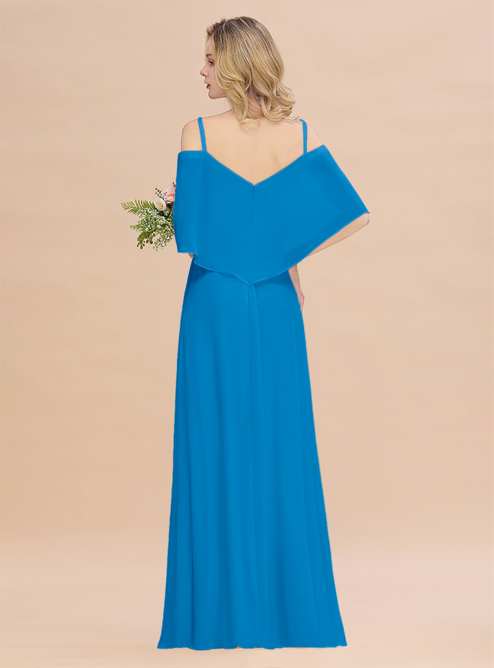 A-Line Spaghetti Straps Slit Floor-Length Dress-koscy