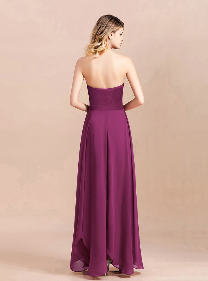 A-line Strapless Ruffle Chiffon Floor-Length Dress Orchid-koscy