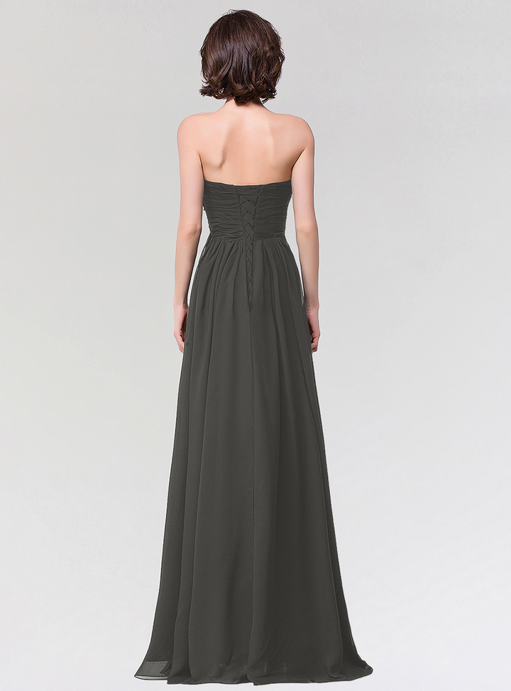 A-line Strapless Sweetheart Chiffon Floor-Length Dress-koscy