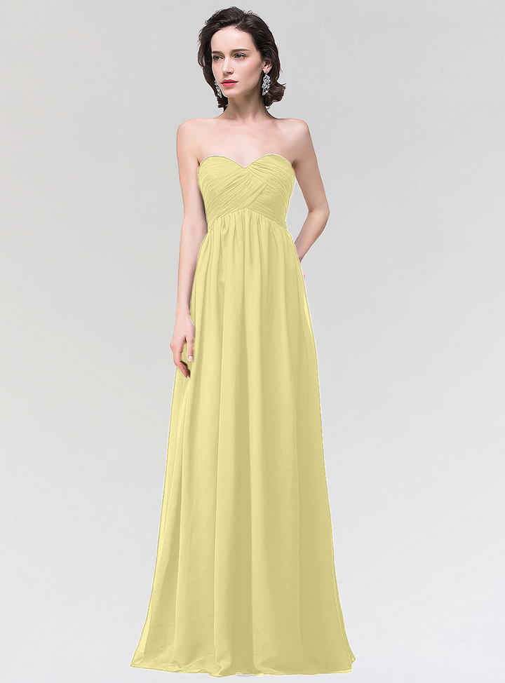 A-line Strapless Sweetheart Chiffon Floor-Length Dress-koscy