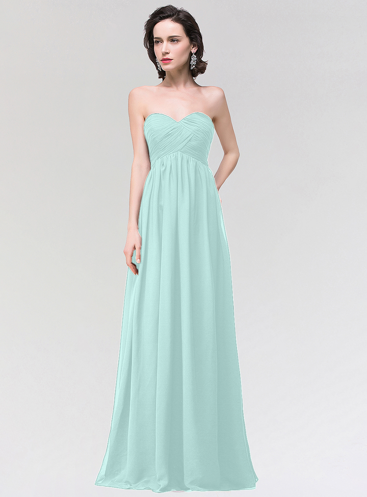 A-line Strapless Sweetheart Chiffon Floor-Length Dress-koscy