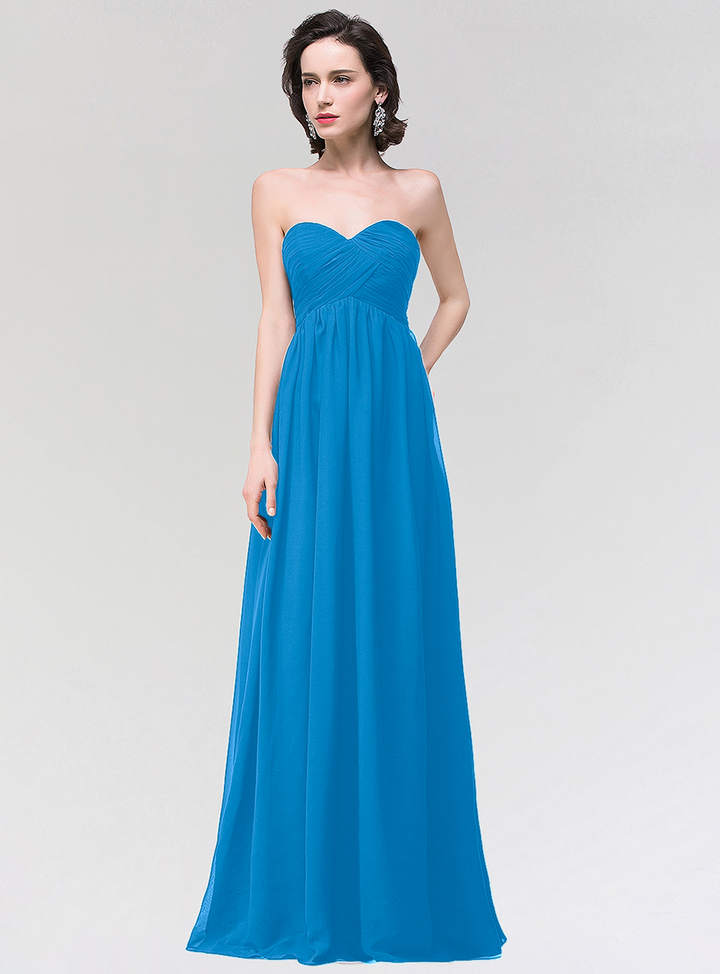 A-line Strapless Sweetheart Chiffon Floor-Length Dress-koscy