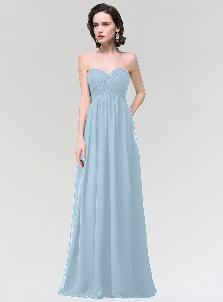 A-line Strapless Sweetheart Chiffon Floor-Length Dress-koscy