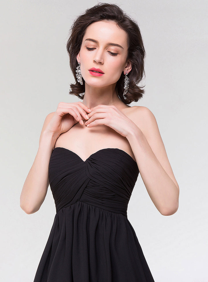 A-line Strapless Sweetheart Chiffon Floor-Length Dress-koscy