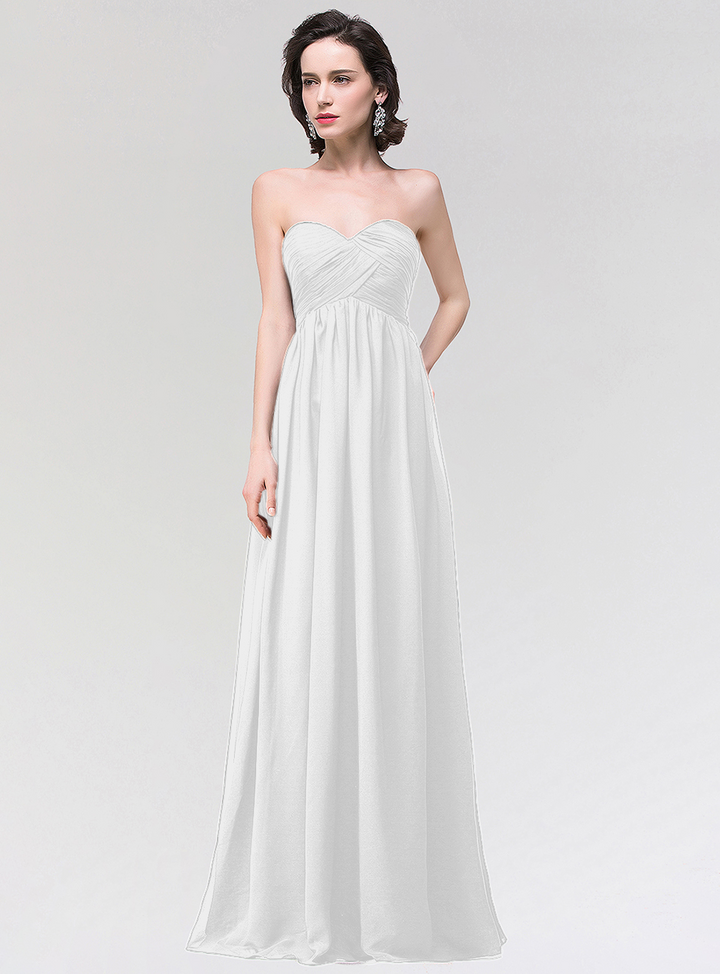 A-line Strapless Sweetheart Chiffon Floor-Length Dress-koscy