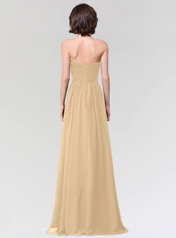 A-line Strapless Sweetheart Chiffon Floor-Length Dress-koscy