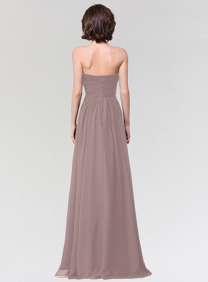 A-line Strapless Sweetheart Chiffon Floor-Length Dress-koscy