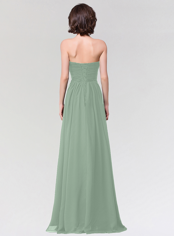 A-line Strapless Sweetheart Chiffon Floor-Length Dress-koscy