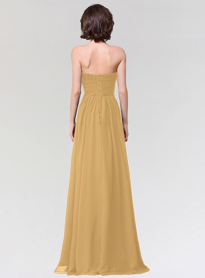 A-line Strapless Sweetheart Chiffon Floor-Length Dress-koscy