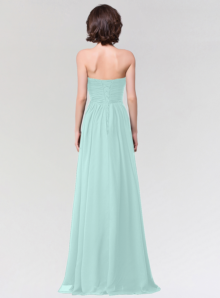 A-line Strapless Sweetheart Chiffon Floor-Length Dress-koscy