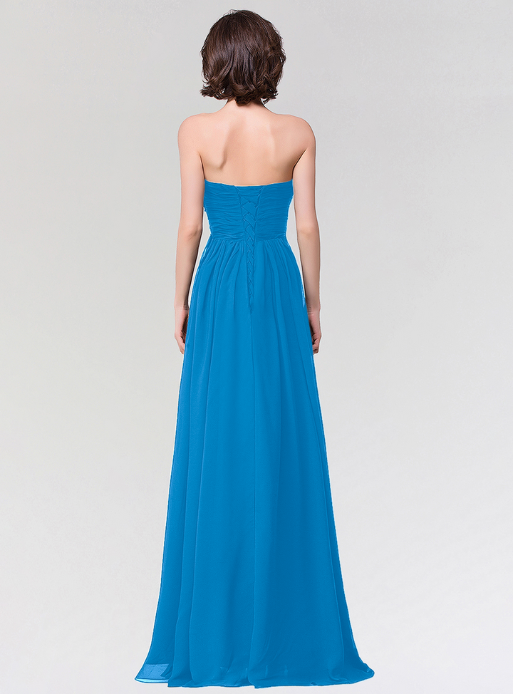 A-line Strapless Sweetheart Chiffon Floor-Length Dress-koscy