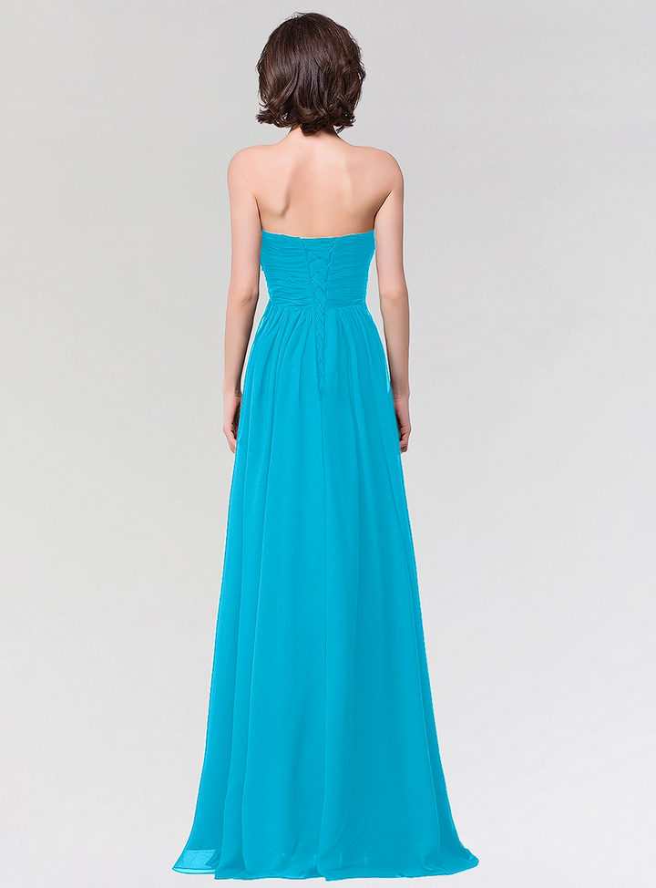 A-line Strapless Sweetheart Chiffon Floor-Length Dress-koscy