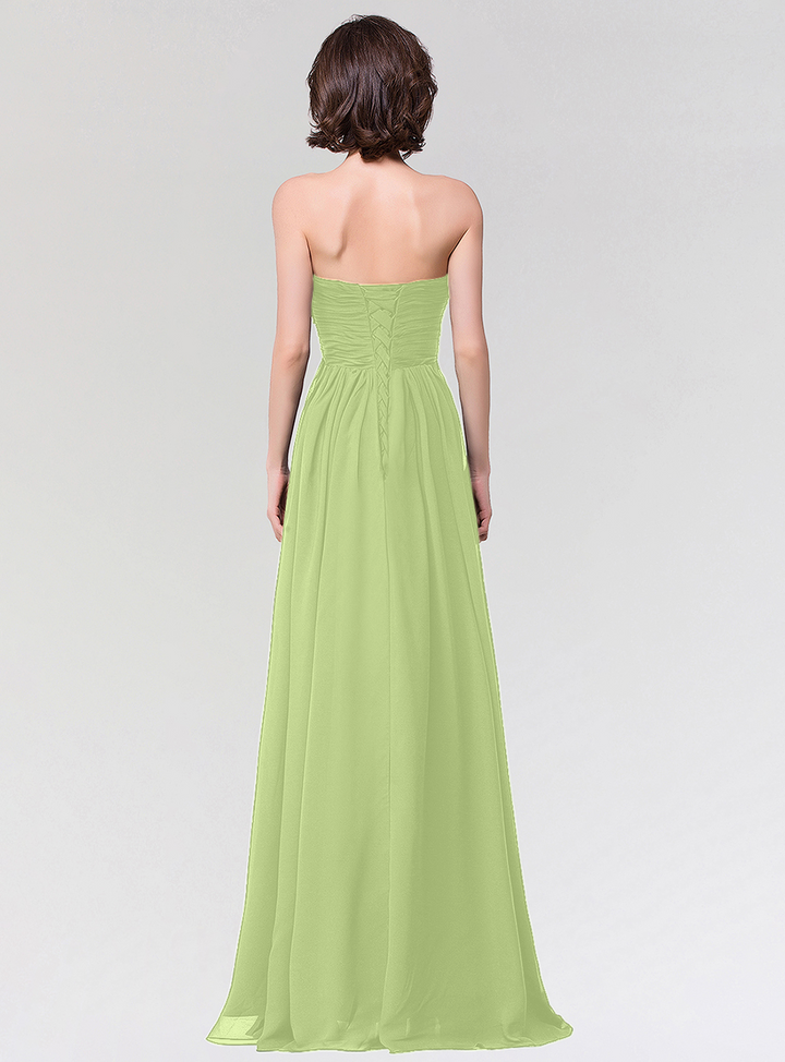 A-line Strapless Sweetheart Chiffon Floor-Length Dress-koscy