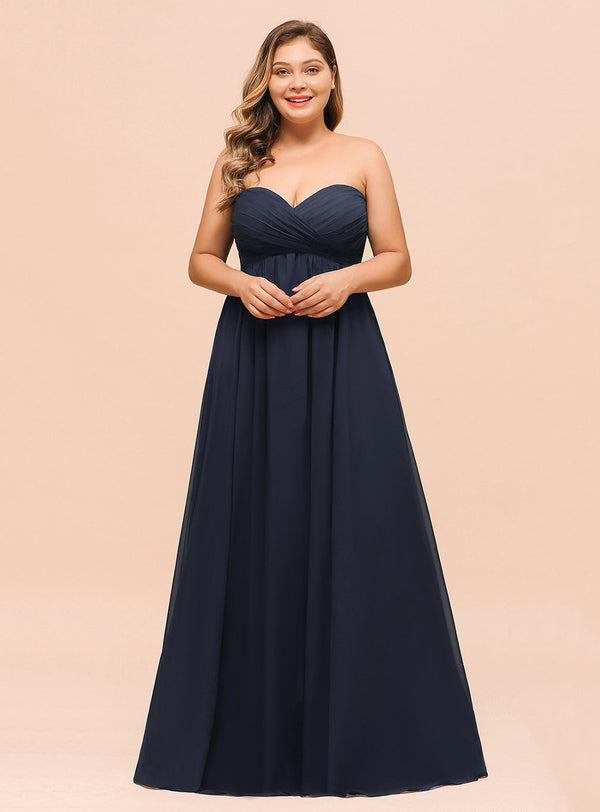 A-Line Strapless Sweetheart Floor-Length Dress-koscy