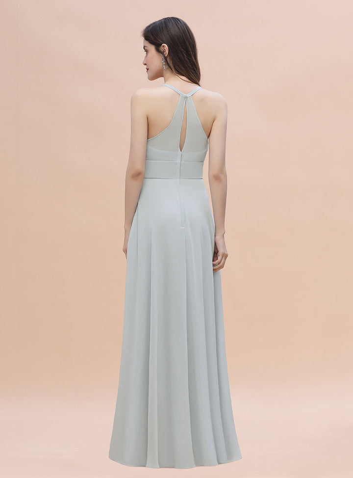 A-line Straps CHiffon Floor-Length Dress Mist-koscy