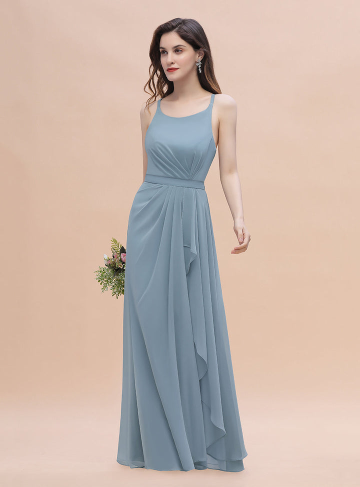 A-Line Straps Sleeveless Floor-Length Dress-koscy