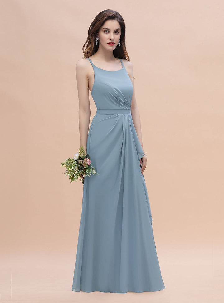 A-Line Straps Sleeveless Floor-Length Dress-koscy