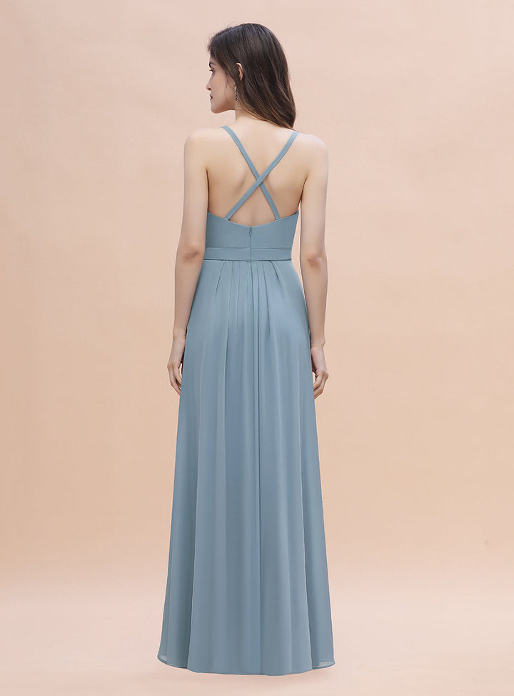 A-Line Straps Sleeveless Floor-Length Dress-koscy