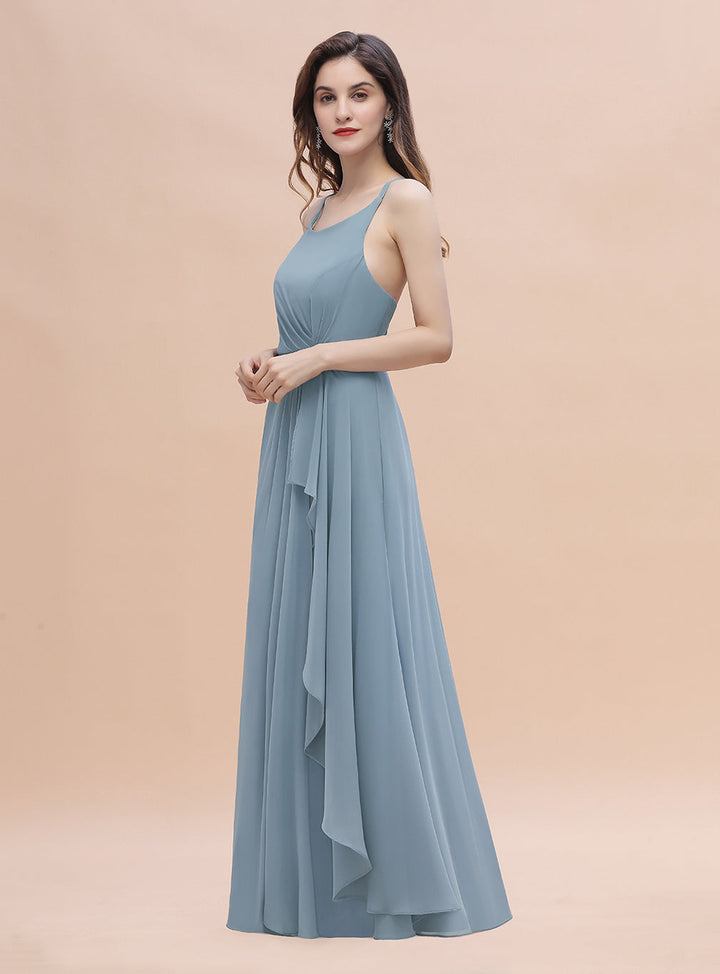 A-Line Straps Sleeveless Floor-Length Dress-koscy