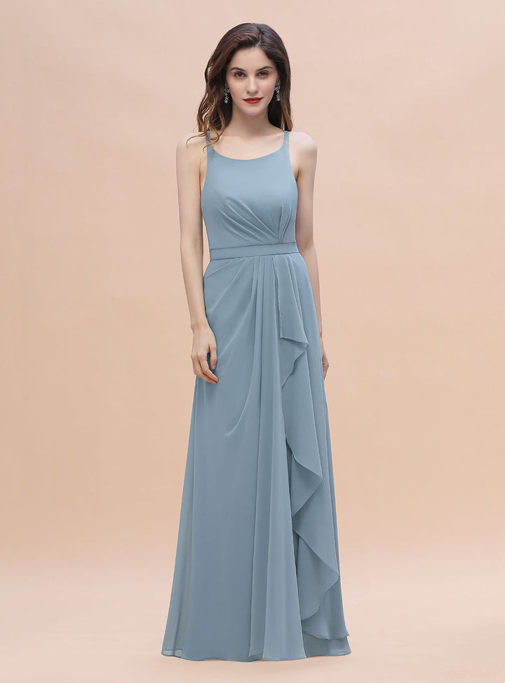 A-Line Straps Sleeveless Floor-Length Dress-koscy